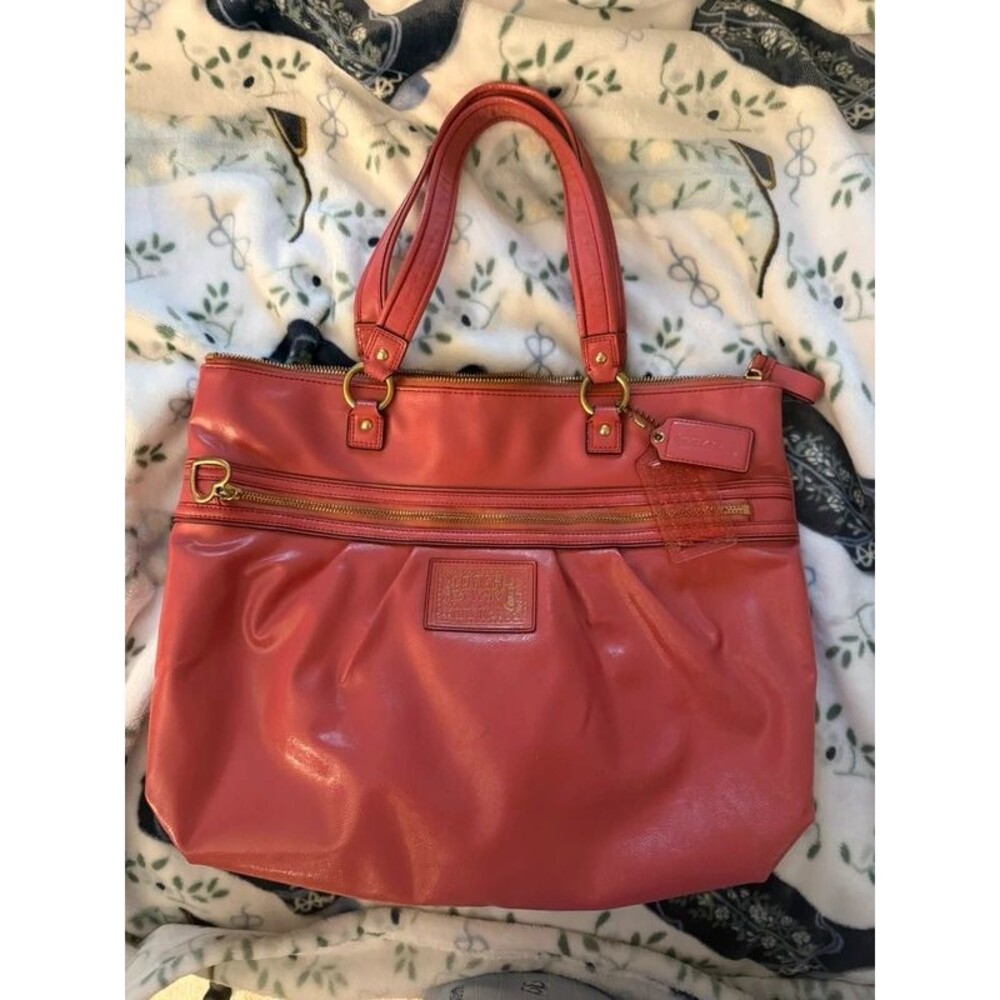 Y2K Rare Pink/Coral Coach Poppy Liquid Gloss Tote